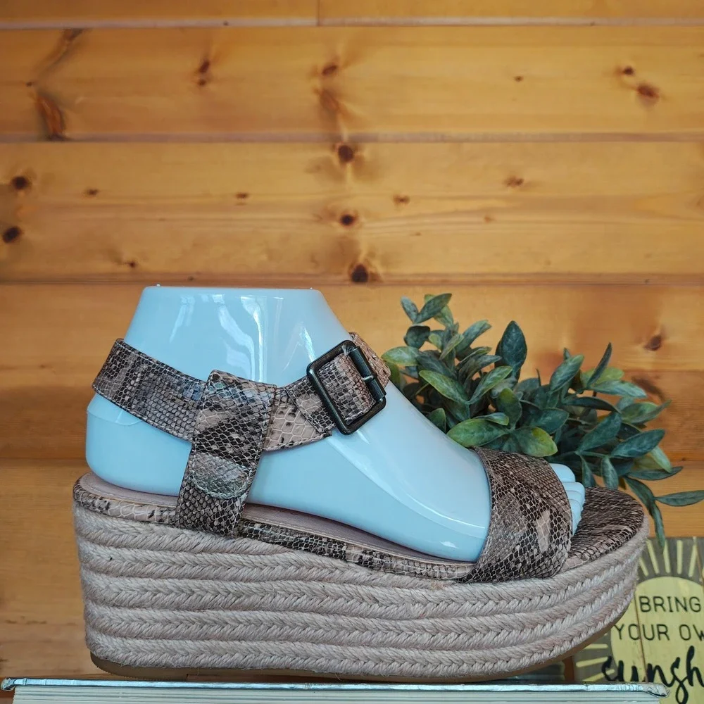 Coconuts by Matisse Sunchaser Snake Jute Espadrilles Platform Wedge Sandal Sz 8M